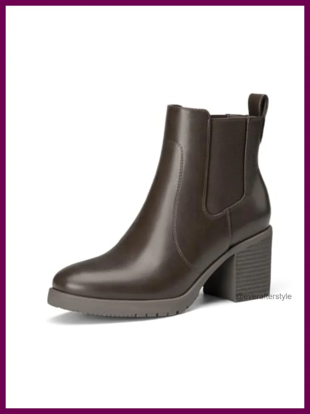 Women's Slip On Elastic Chelsea Ankle Boots Faux Leather Block Heel